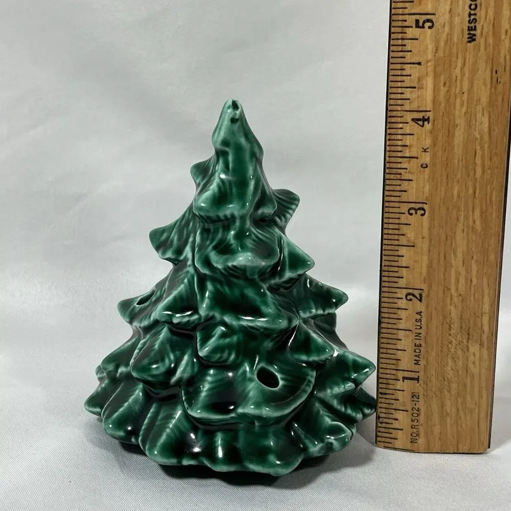 Vintage Mini Small Ceramic Tree Top Green Light Bulb Holes 4” Butterfly